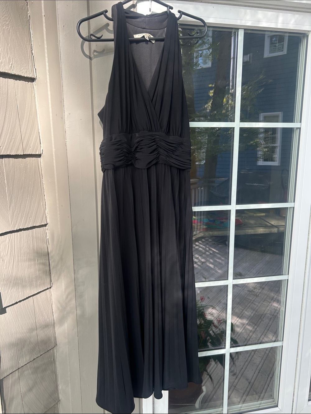 Evan Picone Black Halter Maxi Dress with Ruched Waist